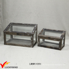 Reproduktion Handgefertigte Chic Display Glas Holz Box